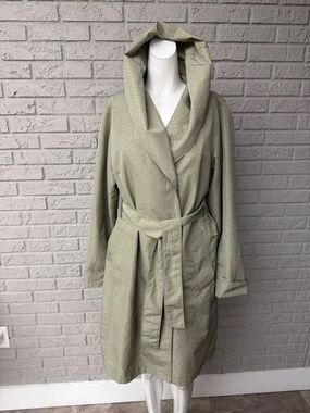 Gallery Women’s Sage Hooded Water-Resistant Trench Coat Size S